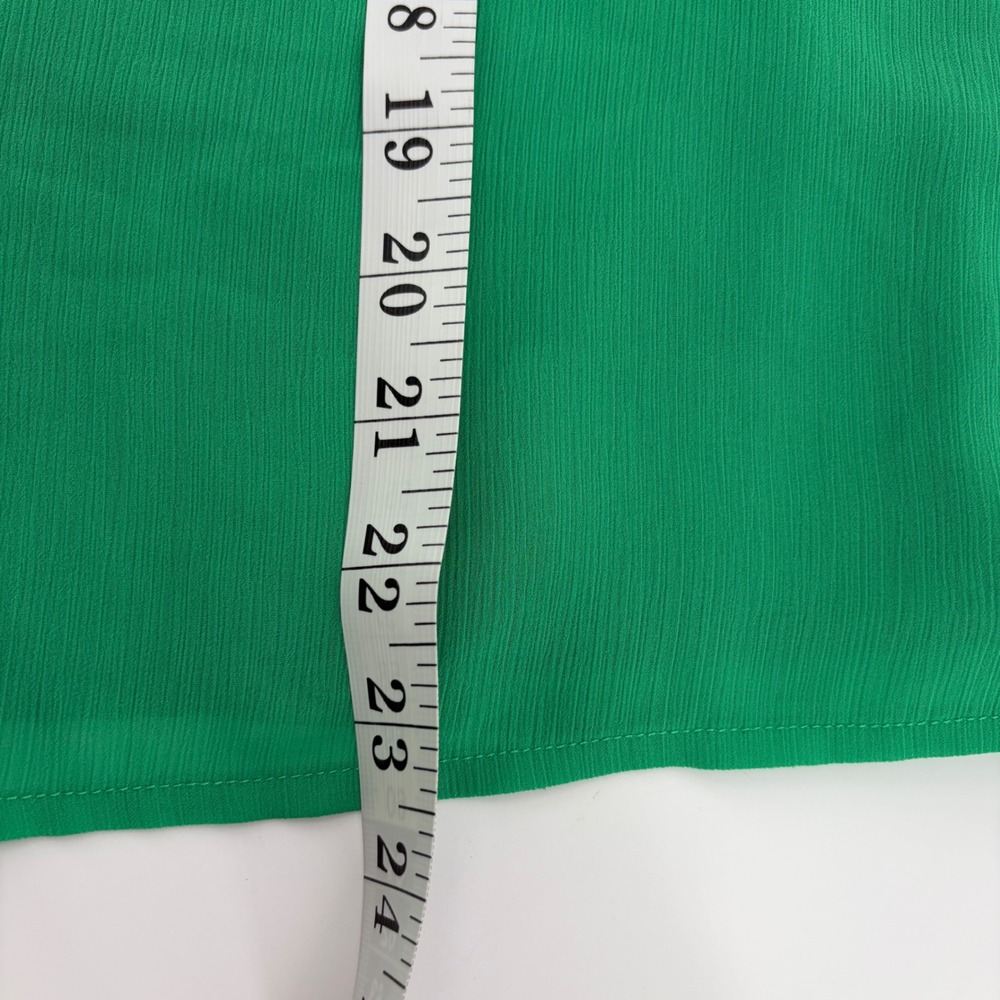 J.Crew Womens S Green Blouse Ruffle Flutter Sleeve Tie Neck Chiffon Top - Picture 6 of 6